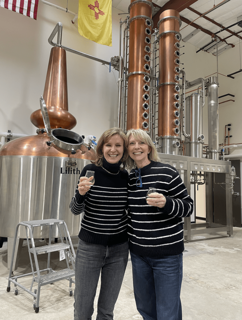 Kim Martin and Catherine Faulconer in the New Mexico distillery where Queen Bee Osmia Vodka is produced. 